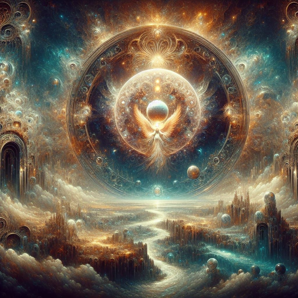 Angelic Orb: A Celestial Matte Painting in Fantasy Art Style