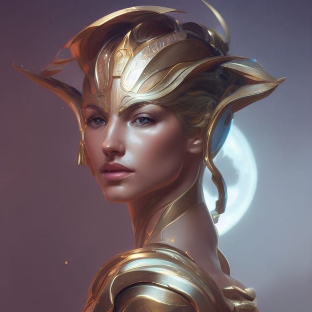 Artemis Portrait in Hyperdetailed Art Nouveau Style
