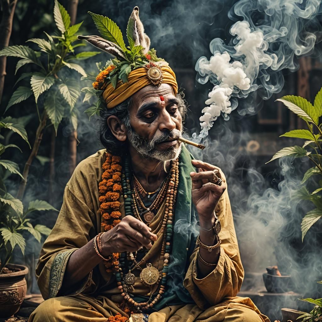 Hare Krishna Smoking Marijuana in HDR