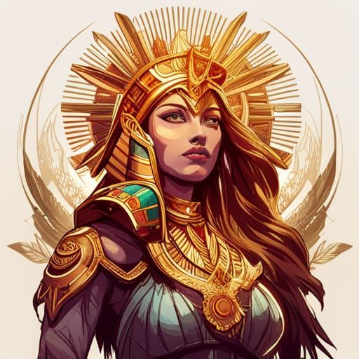 Egyptian Warrior with Luminous Colors and Aura