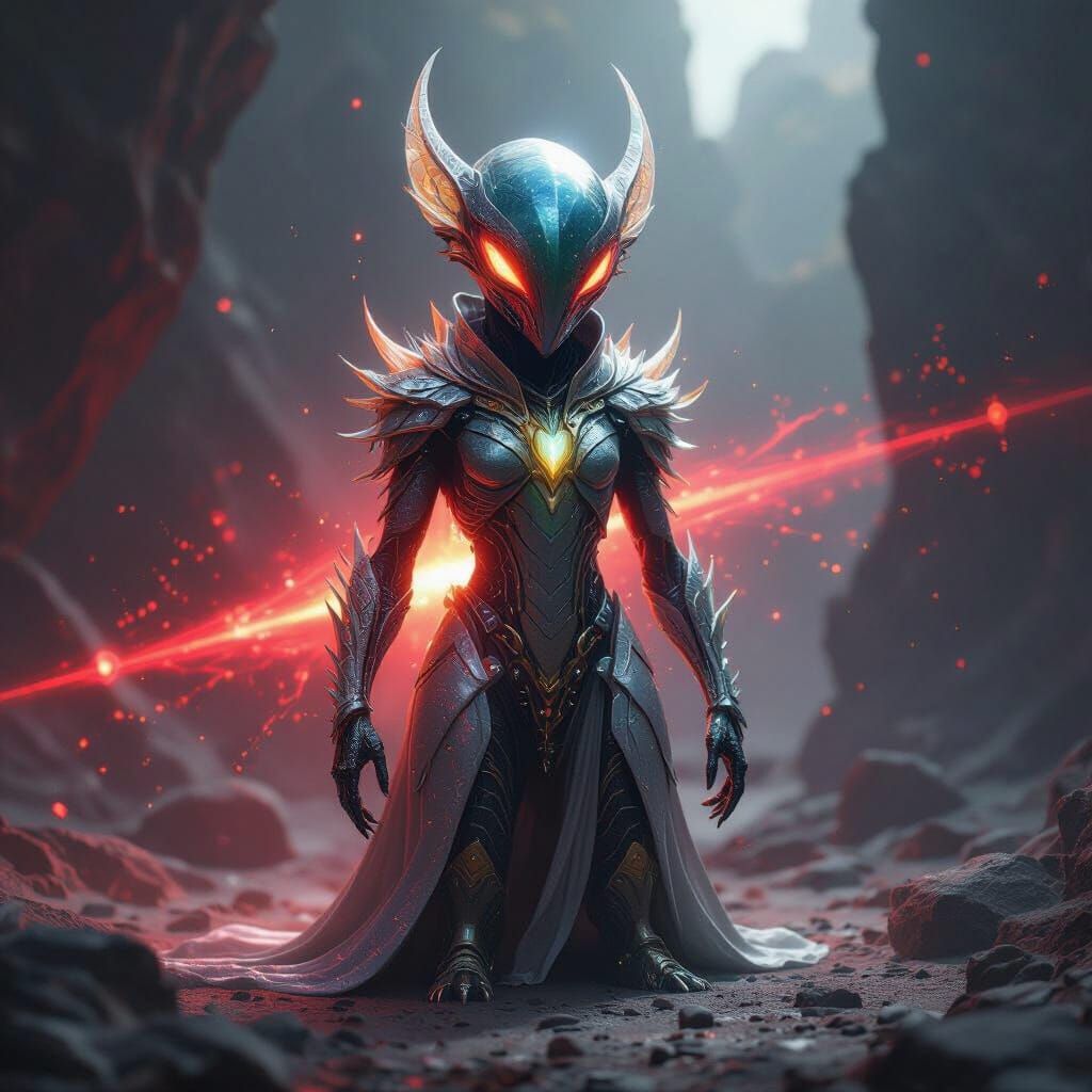 Mesmerizing Alien Creature of Crystal and Metal