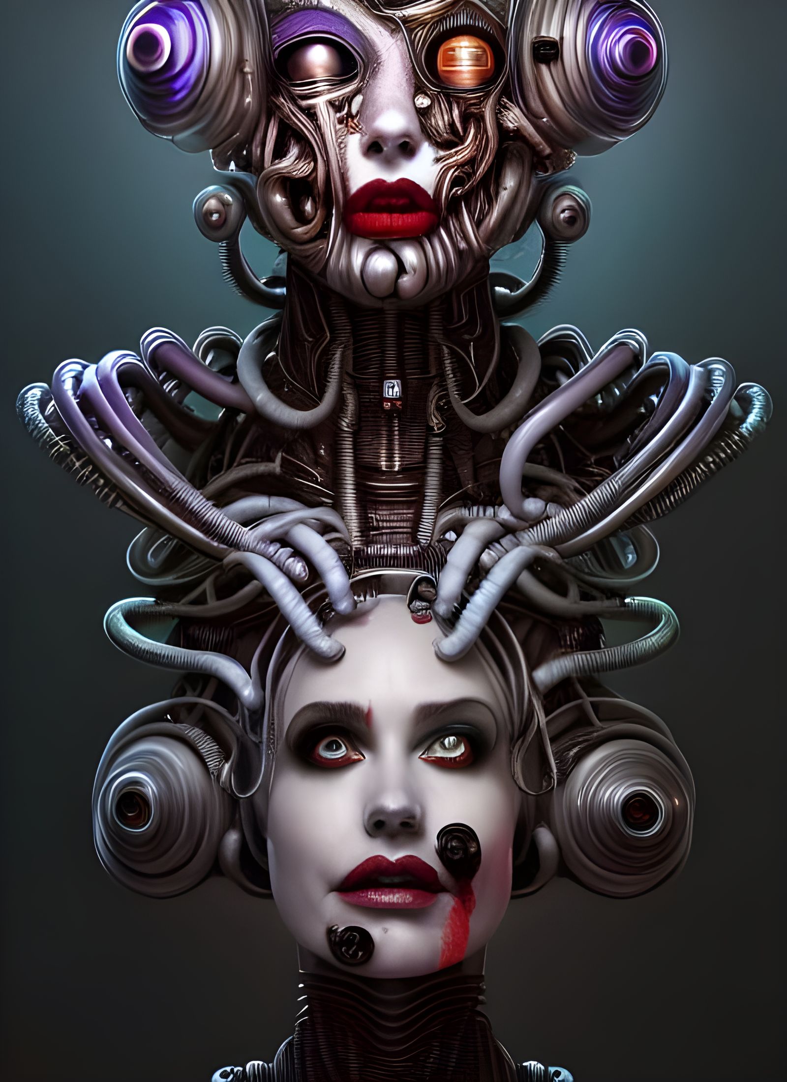Sci-Fi Eldritch Clown Cyborg Portrait in 3D