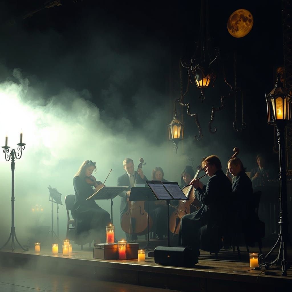 Mystical Orchestra Performs Enchanting Cat Movements in Dark...