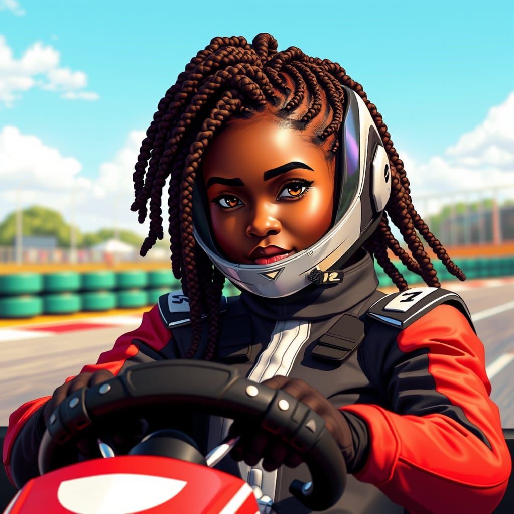 Go-Kart Racer in Vibrant Digital Art Style