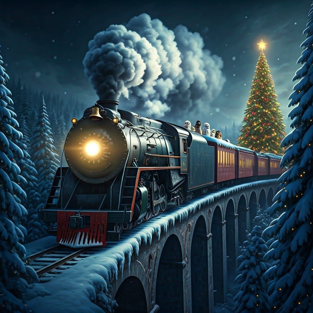 Magical Winter Train Ride with Puppies