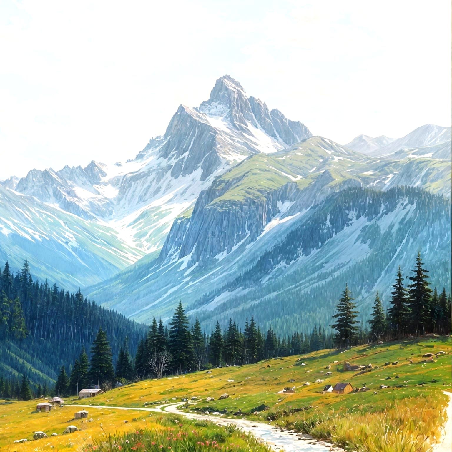 Masterful Landscape Painting with Brushstrokes