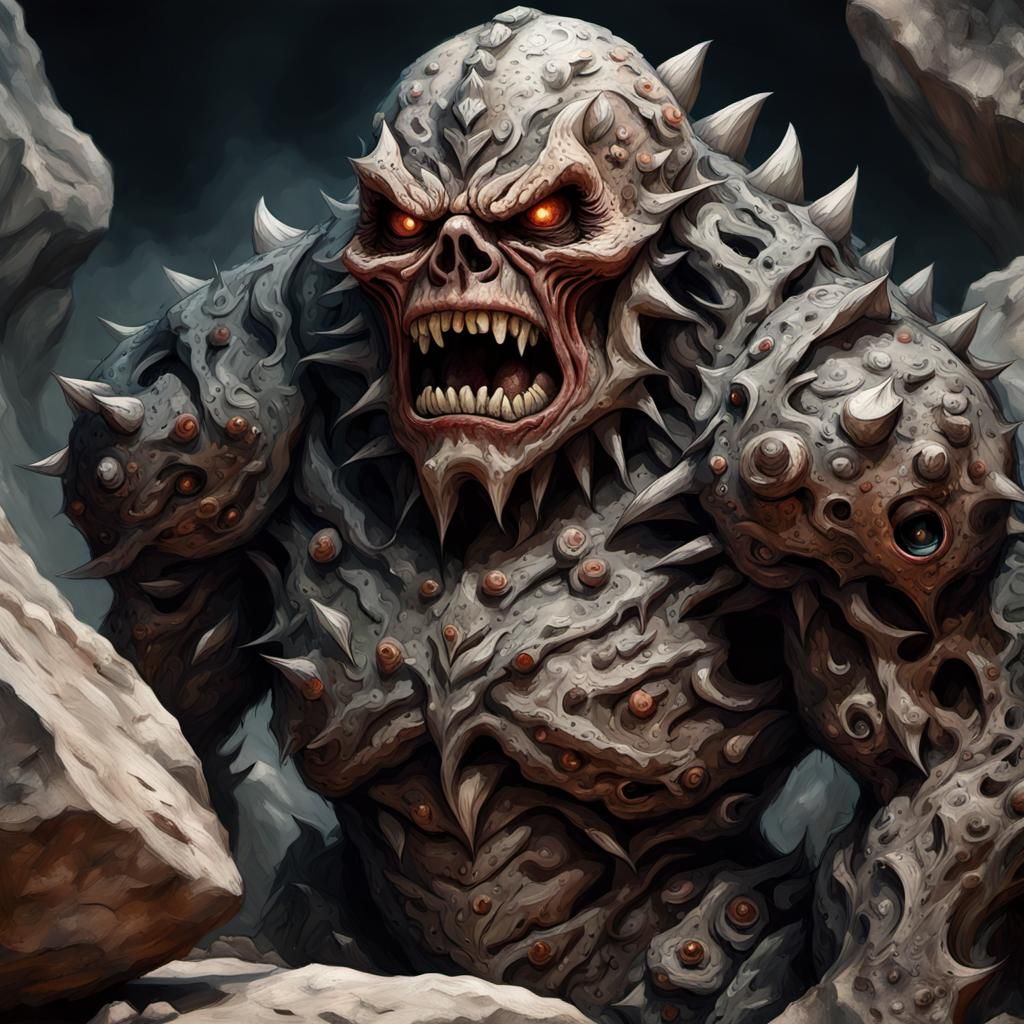 Armored Rock Monster: Gothic Impressionist Masterpiece