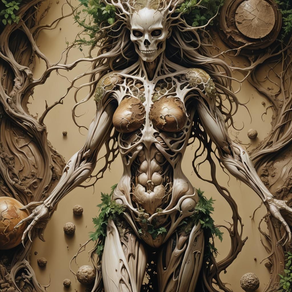 Anthropomorphic Planet Earth as Oil Painting