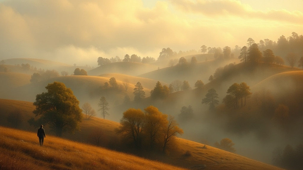 Misty Landscape in Oil Painting Style