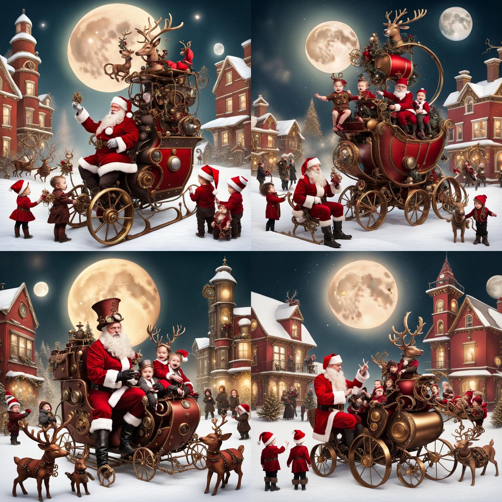Steampunk Santa Delivers Gifts to Toddlers