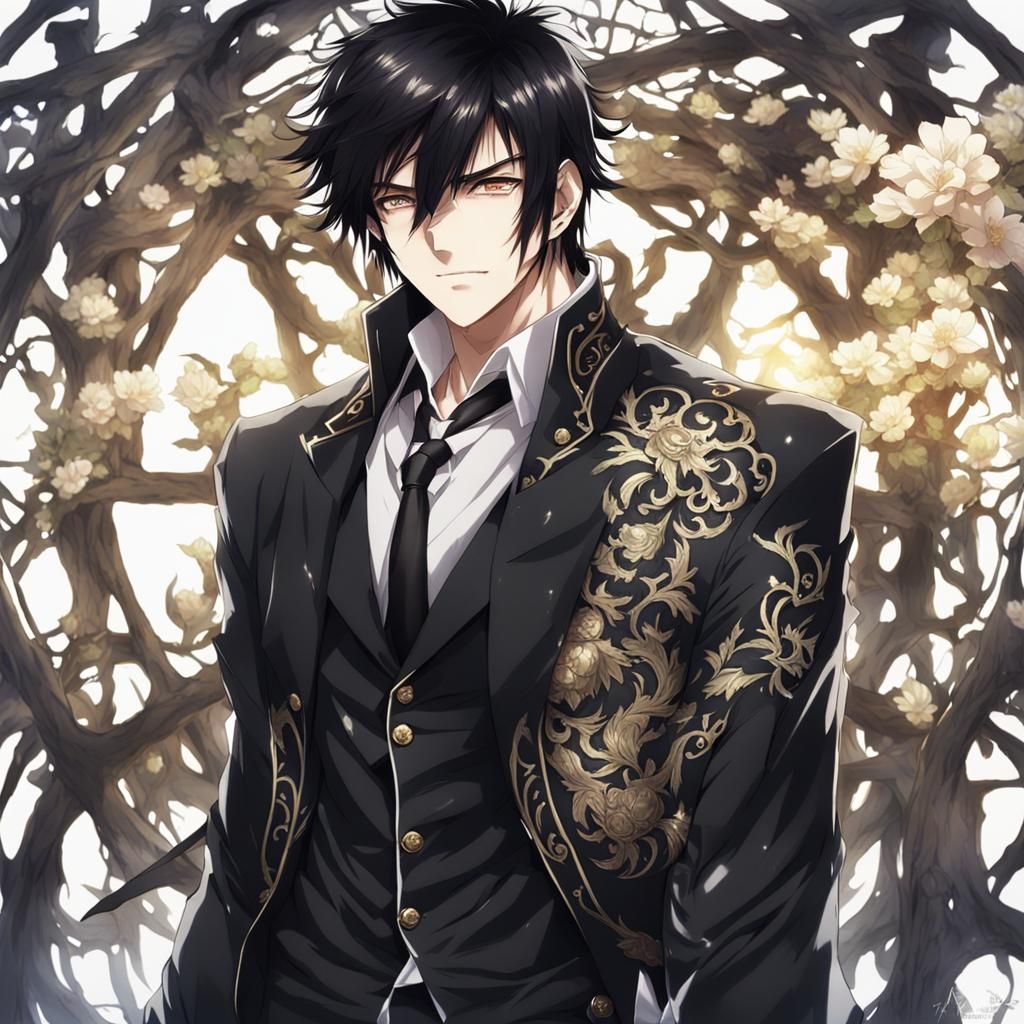 Anime Style Portrait of a Man with Piercing Eyes