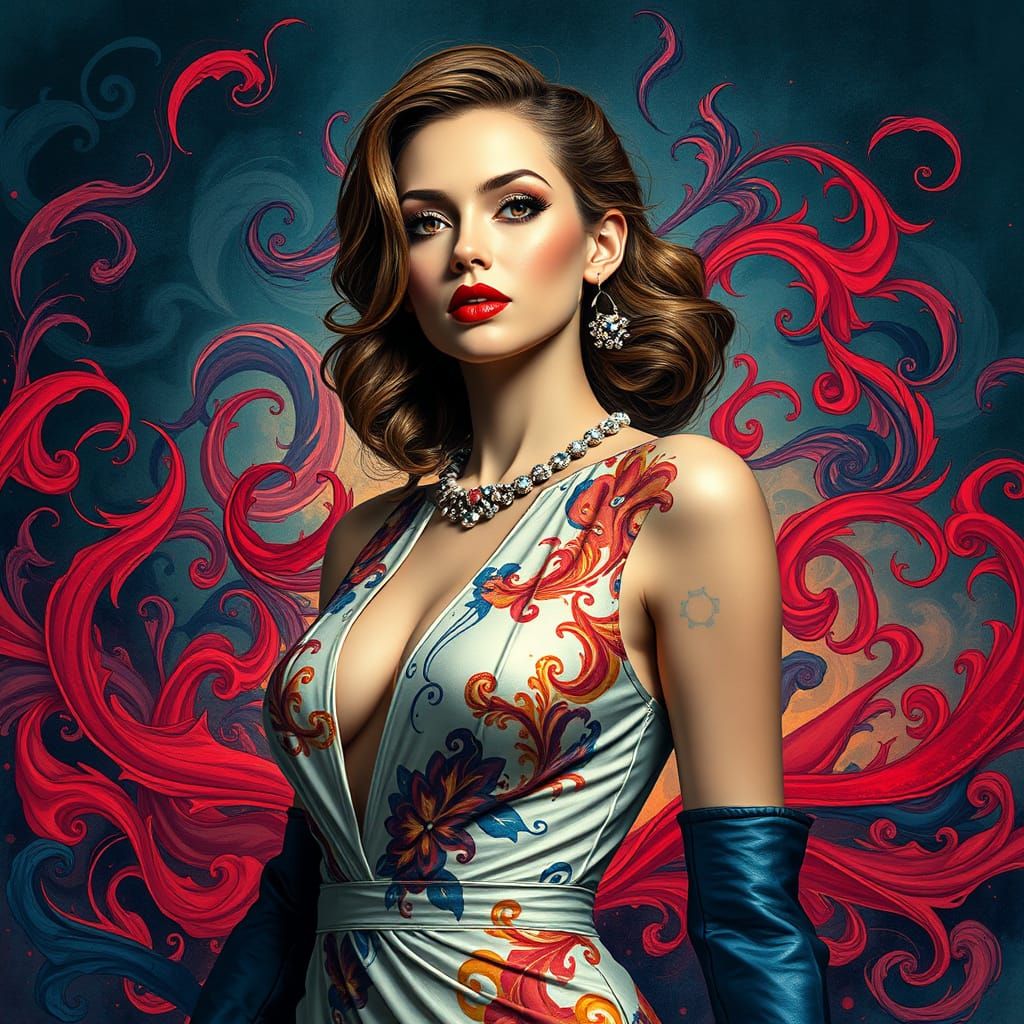 A cinematic 3D rendering of a stunning, abstract masterpiece...