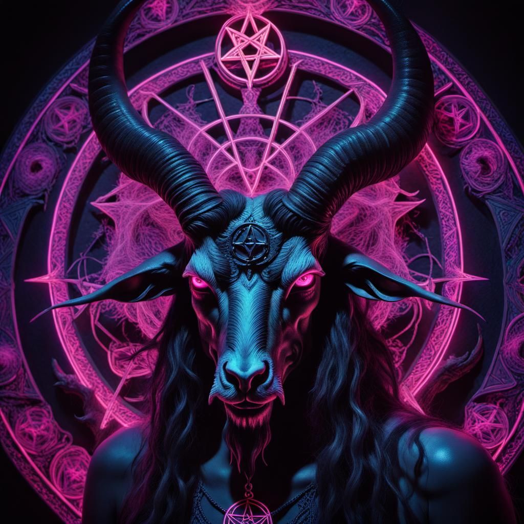 Neon Baphomet in Blacklight Ritual: Occult Psychedelia