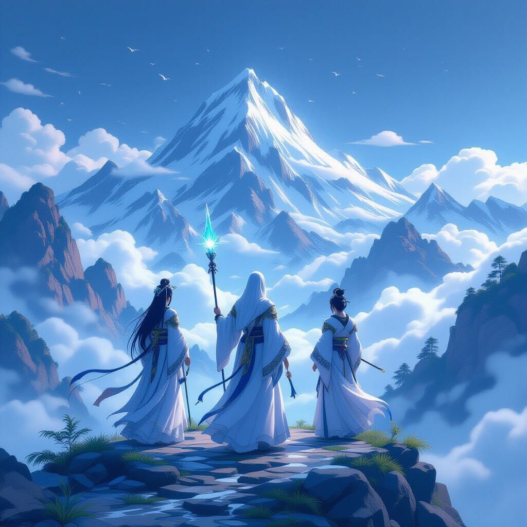Japanese Mountain Spirits in Hyper-Detailed 3D Anime Style