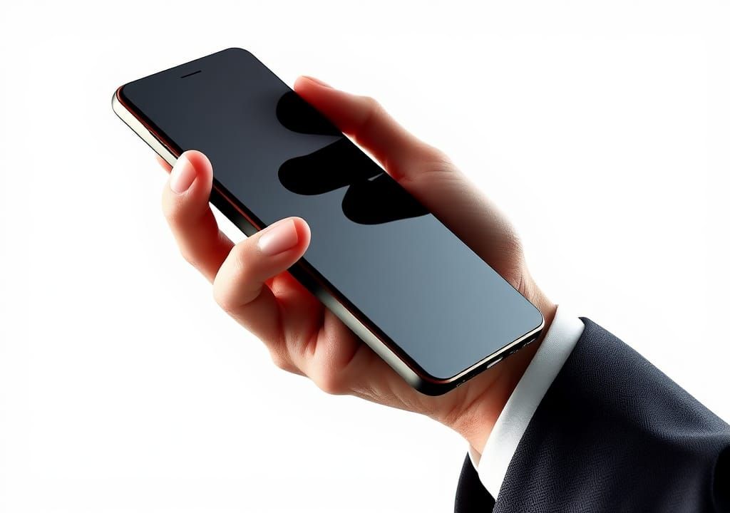 Hand Holding Phone, Hyperrealistic Digital Art