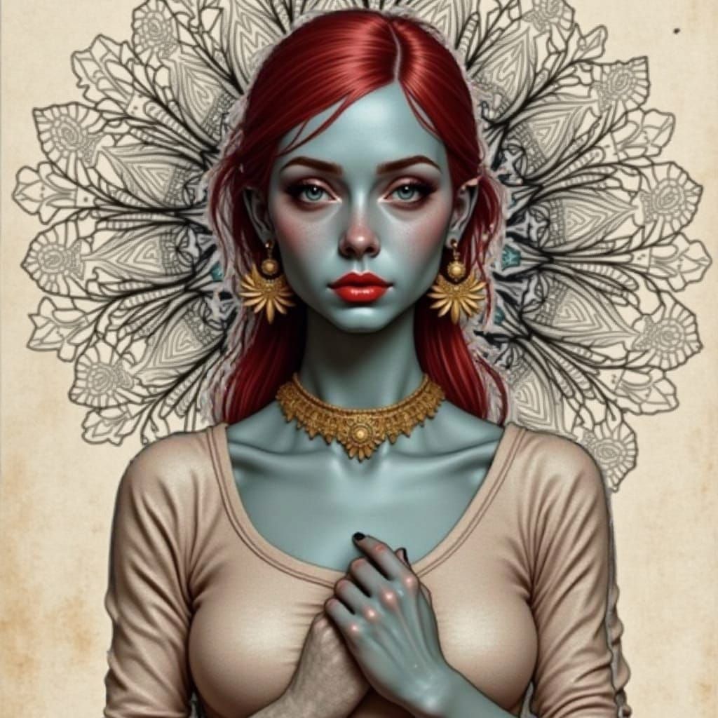 Etched Illustration of a Detailed Geometric Sketch