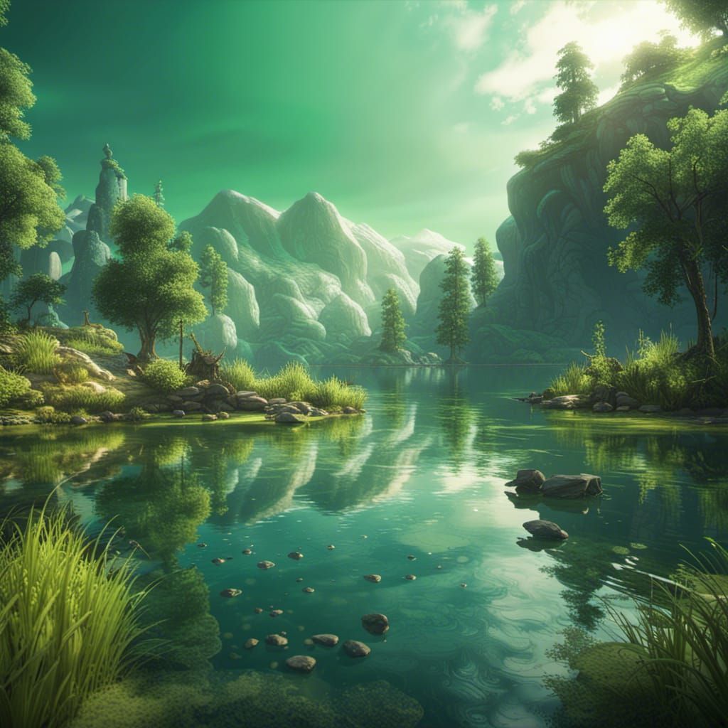 Serene Fantasy Lake Landscape in 8K Resolution