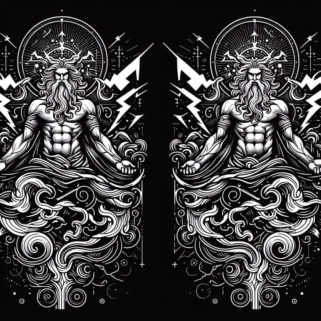 Zeus Line Art and Fantasy Matte Painting