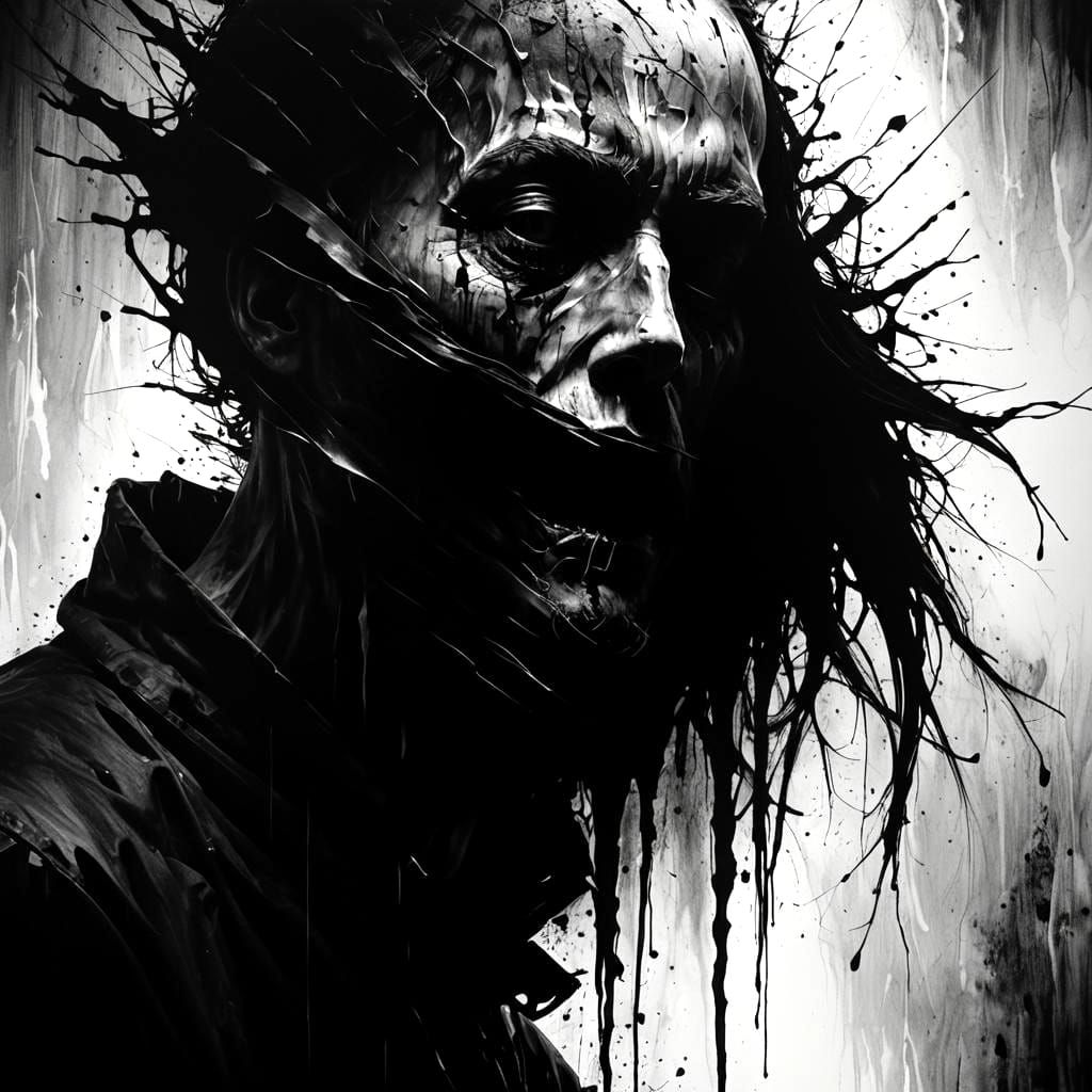 Eldritch Horror: Abstract Portrait in Black and White