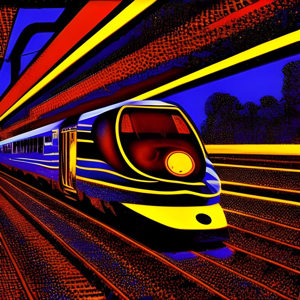 Art Deco Train in Pointillism Thermal Imaging