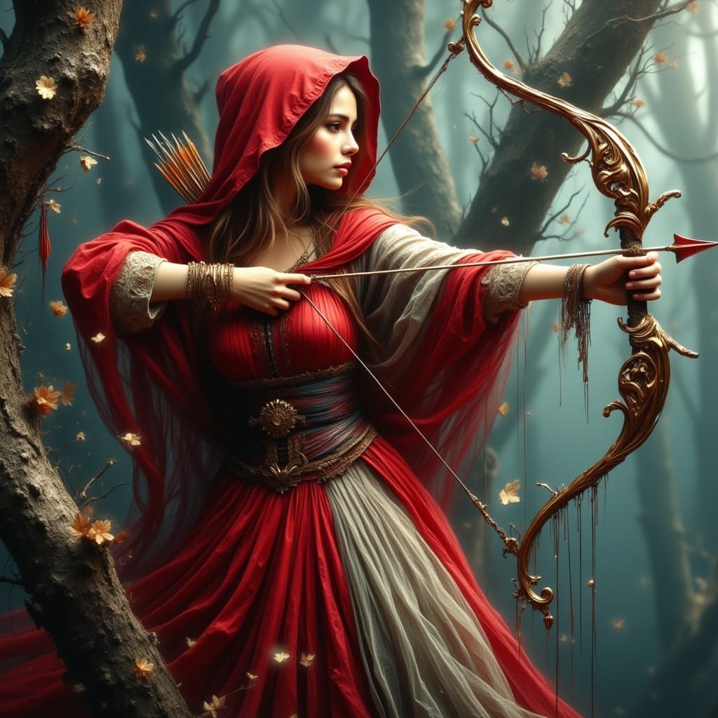 Red Riding Hood with Bow in Ethereal Fantasy Art