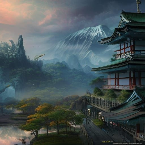 Fantastical Japan Concept Art in Deep Color