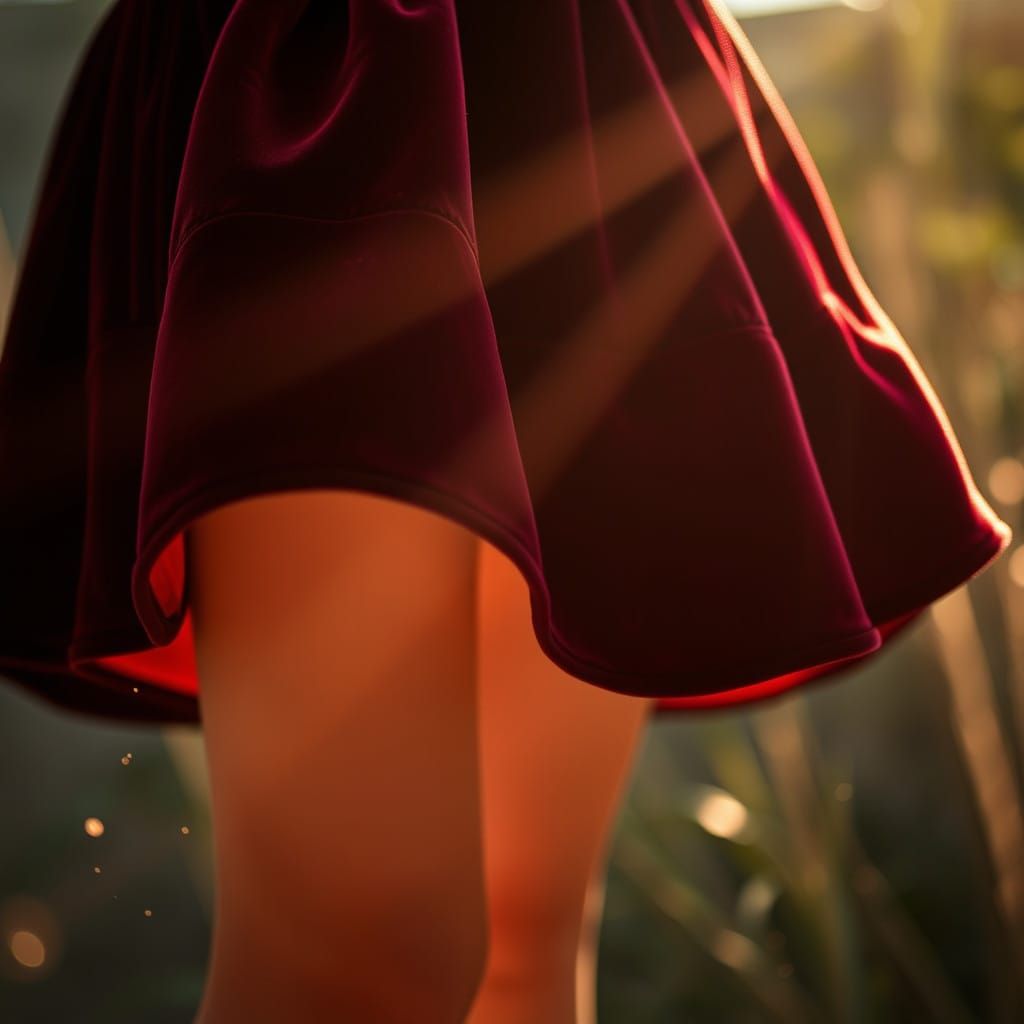 Burgundy Velvet Peter Pan Dress in Golden Light