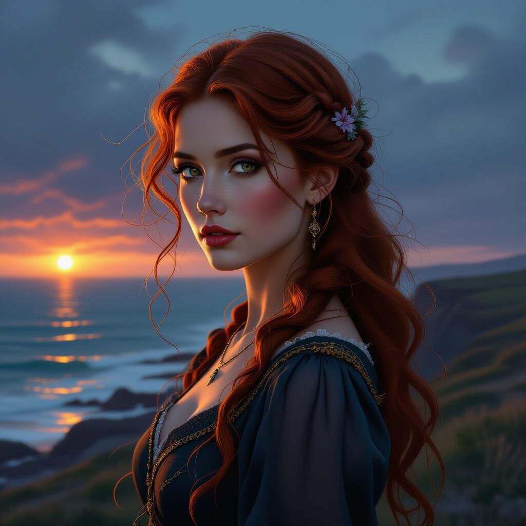 beneath the moorland’s fading light
she waits where sea and ...