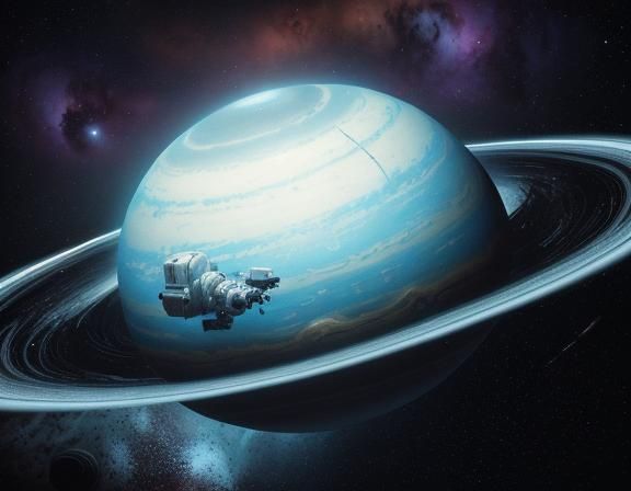 Astronaut Beside Gas Giant Rings in Space