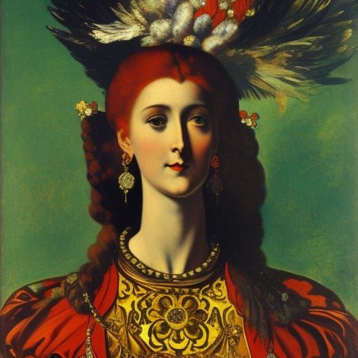 Symbolic Portrait Exposing Deceit in Vivid Colors