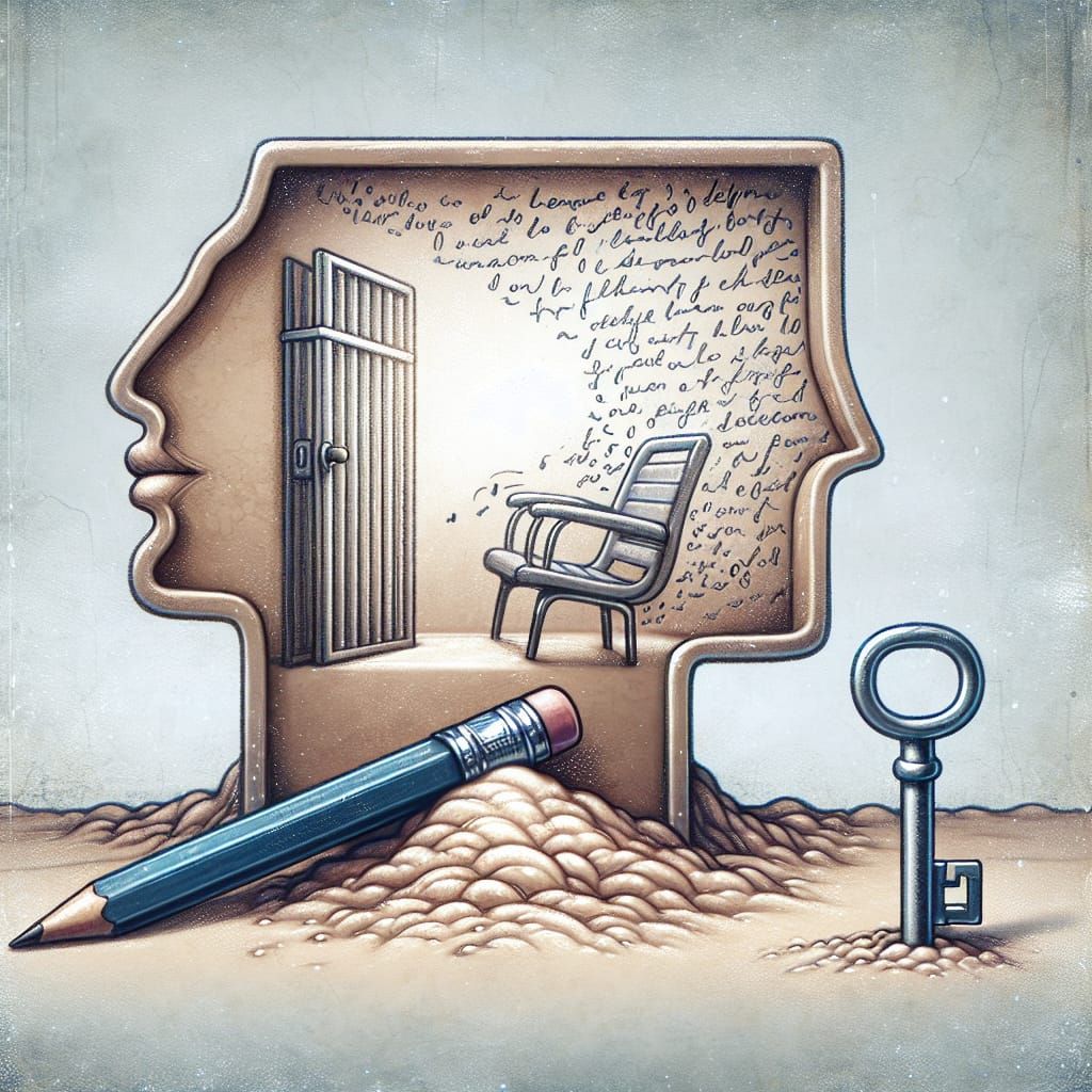 There's a chair in my head on which I used to sit
Took a pencil and I wrote the following on it
Now there's a key where ...