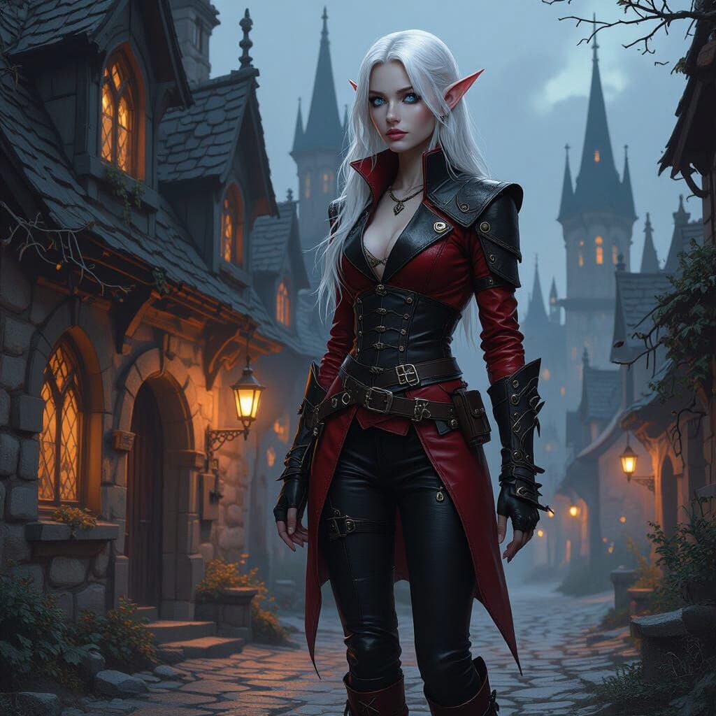 Elf in Twilight Town: Gothic Concept Art