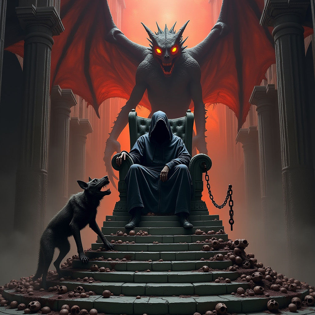 Grim Reaper on Throne with Undead Dragon