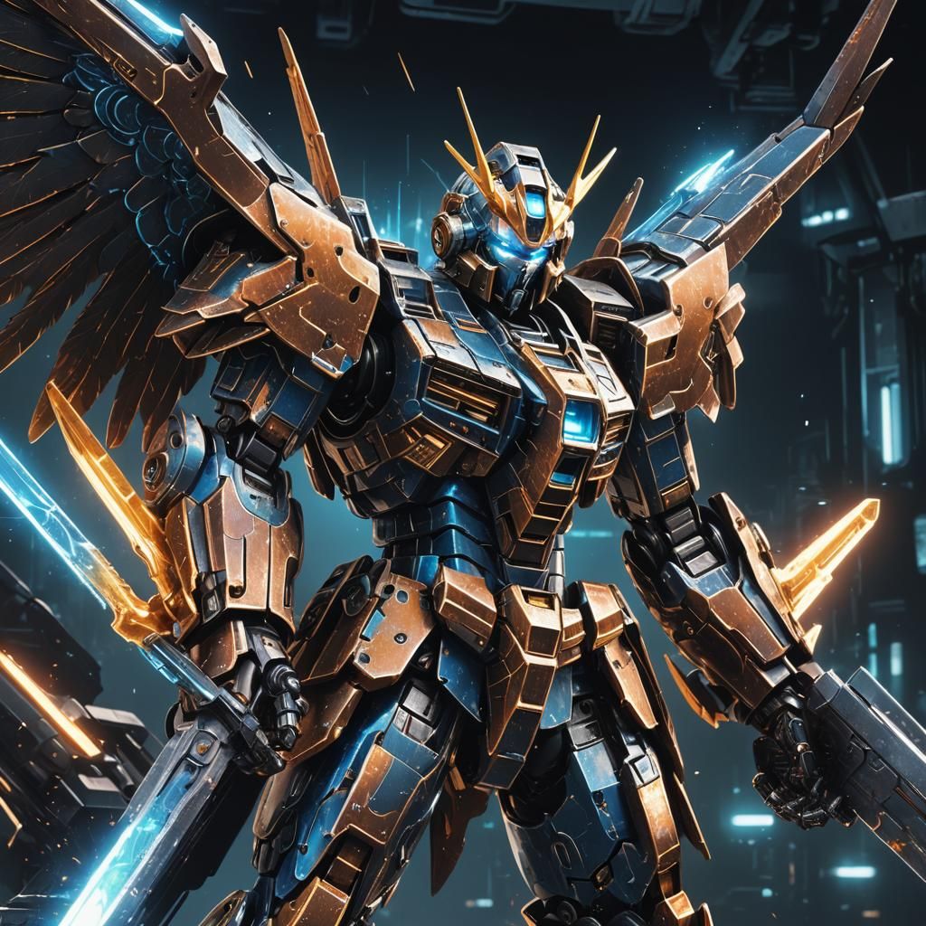 Cyberpunk Gundam Eagle with Glass Sword
