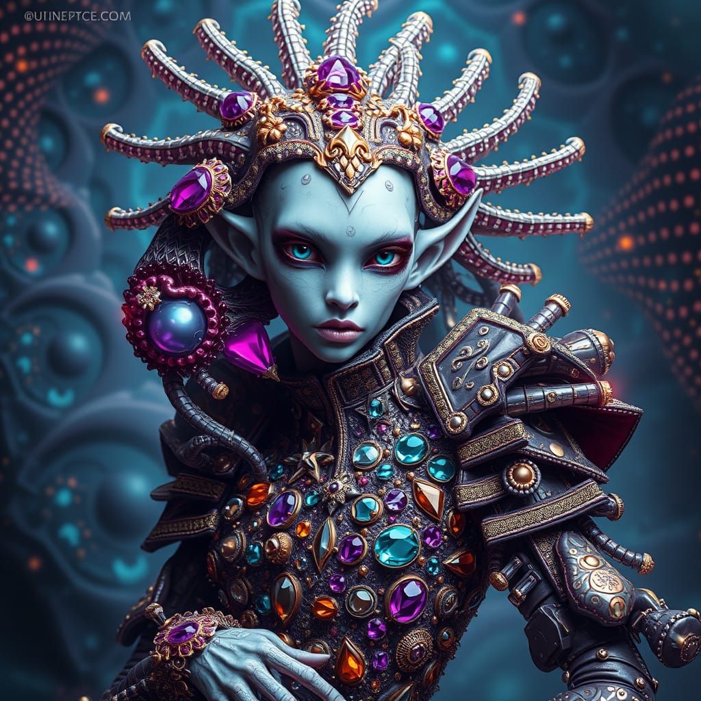 Lionfish Alien in Elizabethan Coat, Digital Art