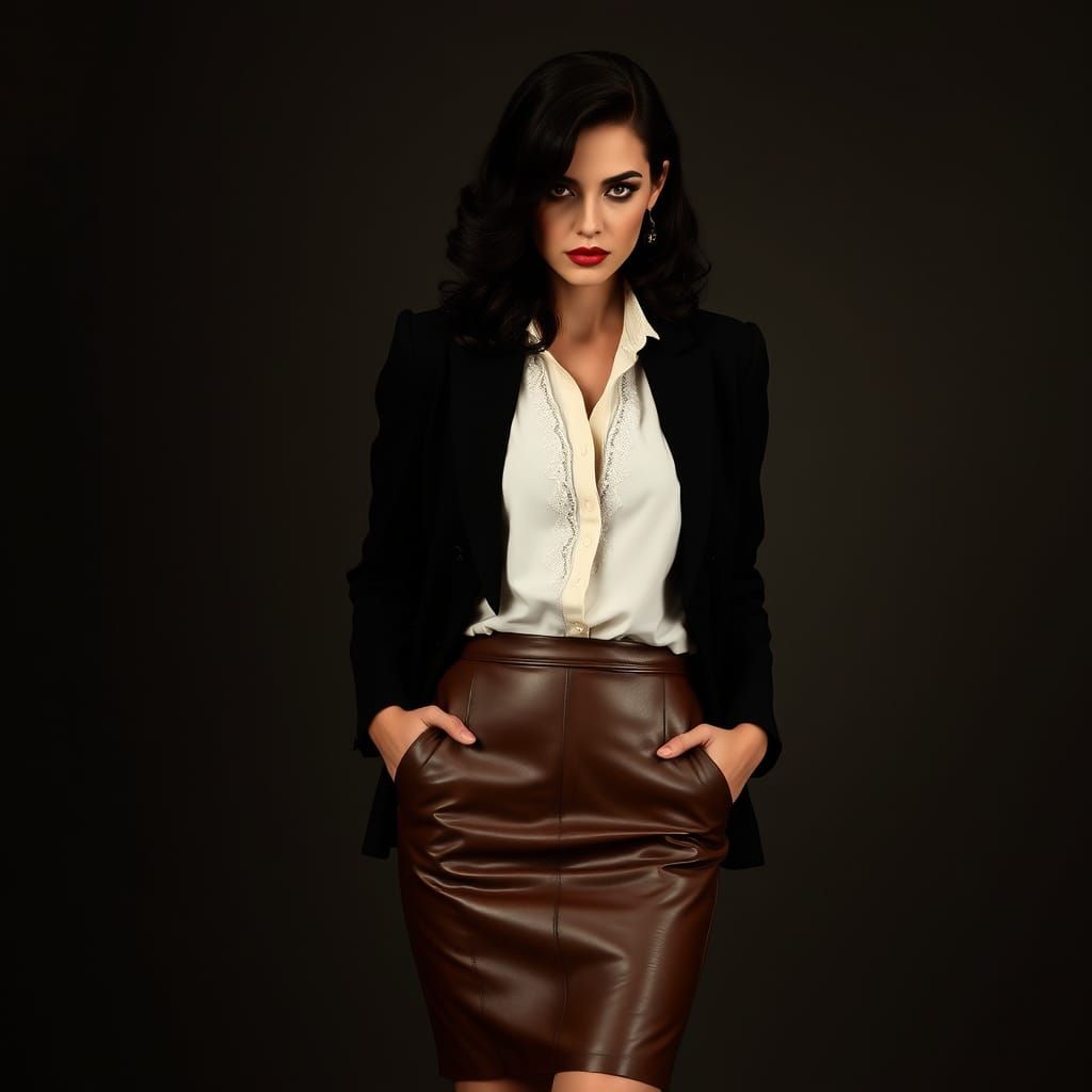 Elegant Woman in Noir-Inspired Attire