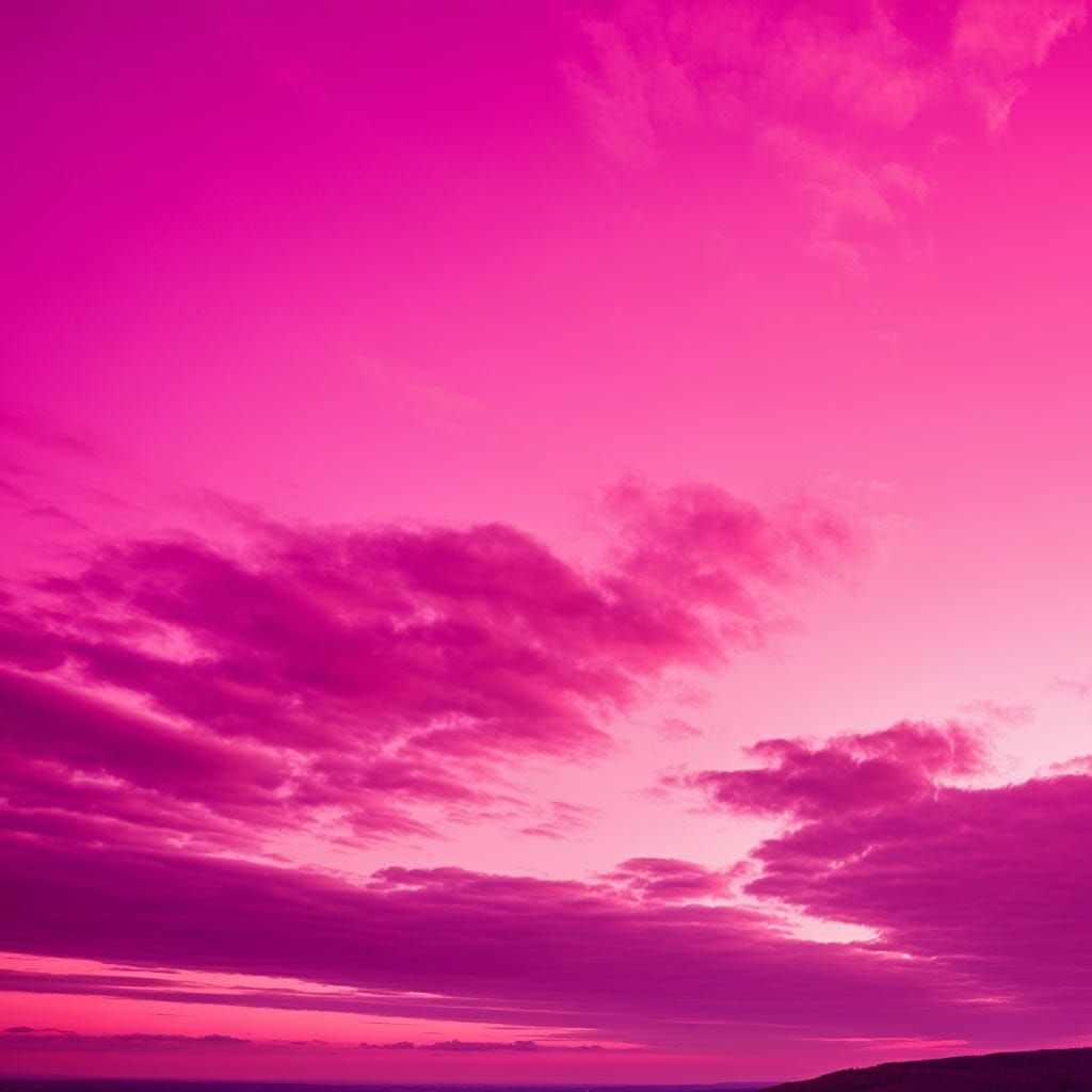 A serene pink sky above the ocean, with soft clouds drifting in the background, creating a tranquil atmosphere.