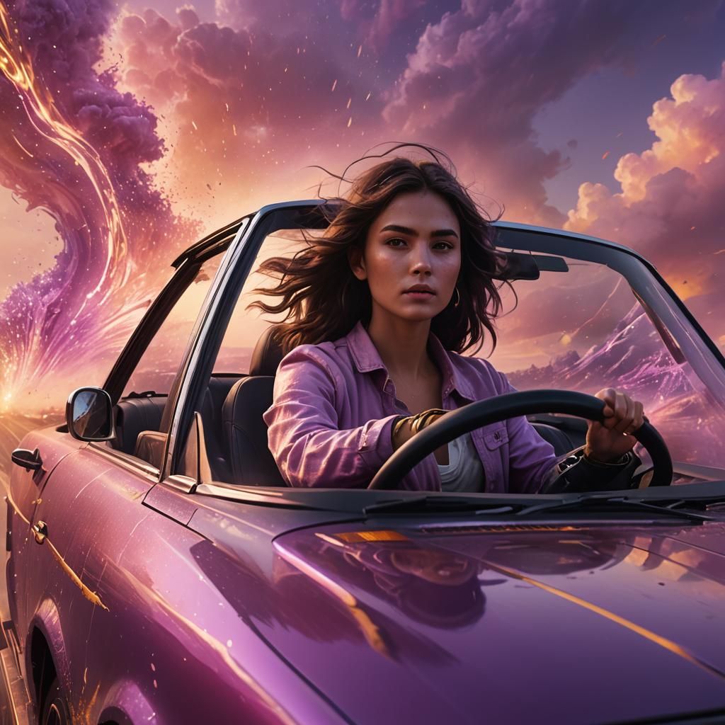 Fantasy Car Scene in Digital Art Style