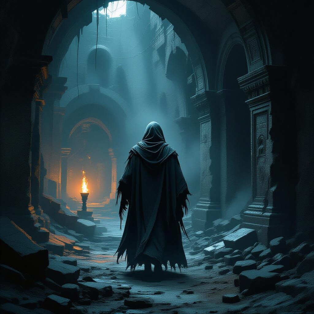 Gothic Ruins in a Dark Underground World