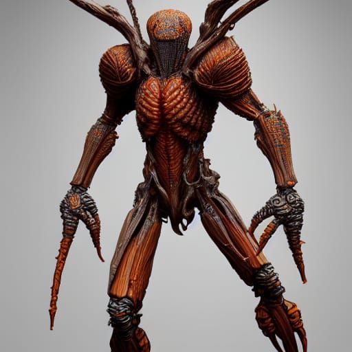 Cordyceps Knight: Intricate Clay Sculpture in Vaporwave Styl...