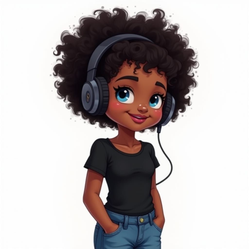 Vibrant Digital Portrait of a Happy Young Girl