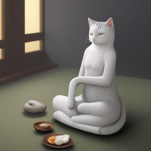 Zen Cat of Peace: A Minimalist Image