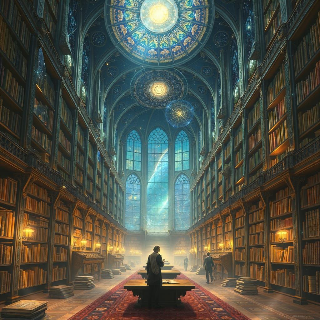 Celestial Library of Starlight Books and Drifting Constellat...