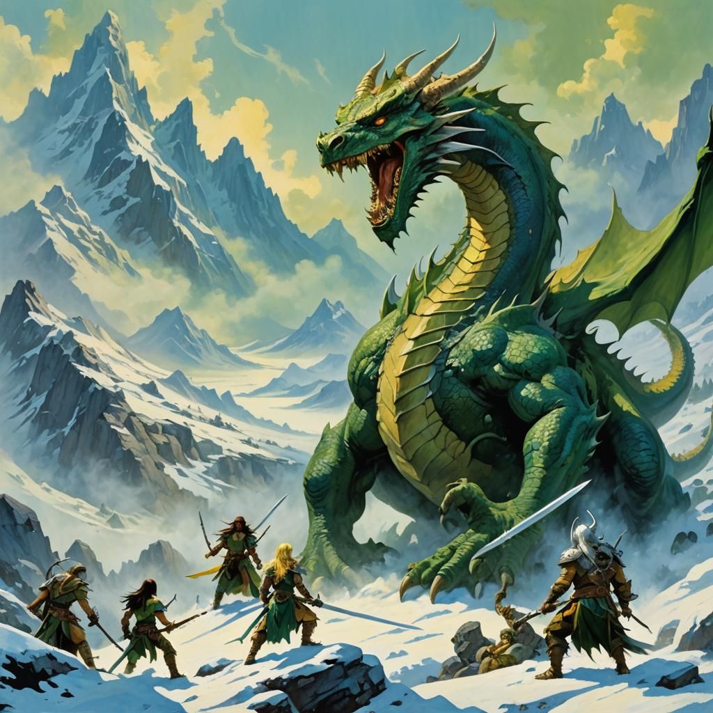 Abstract Dragon Art in Frazetta Style