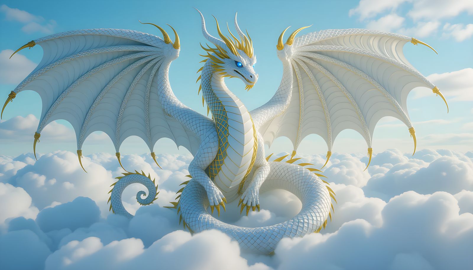 Majestic Dragon Sculpture with Interwoven Gold Wire