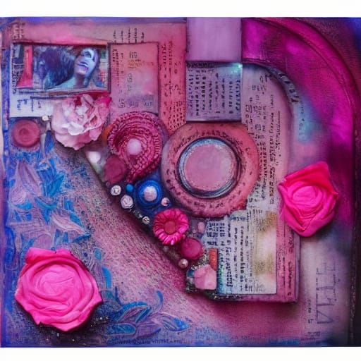 Encaustic Painting of Love in Mixed Media