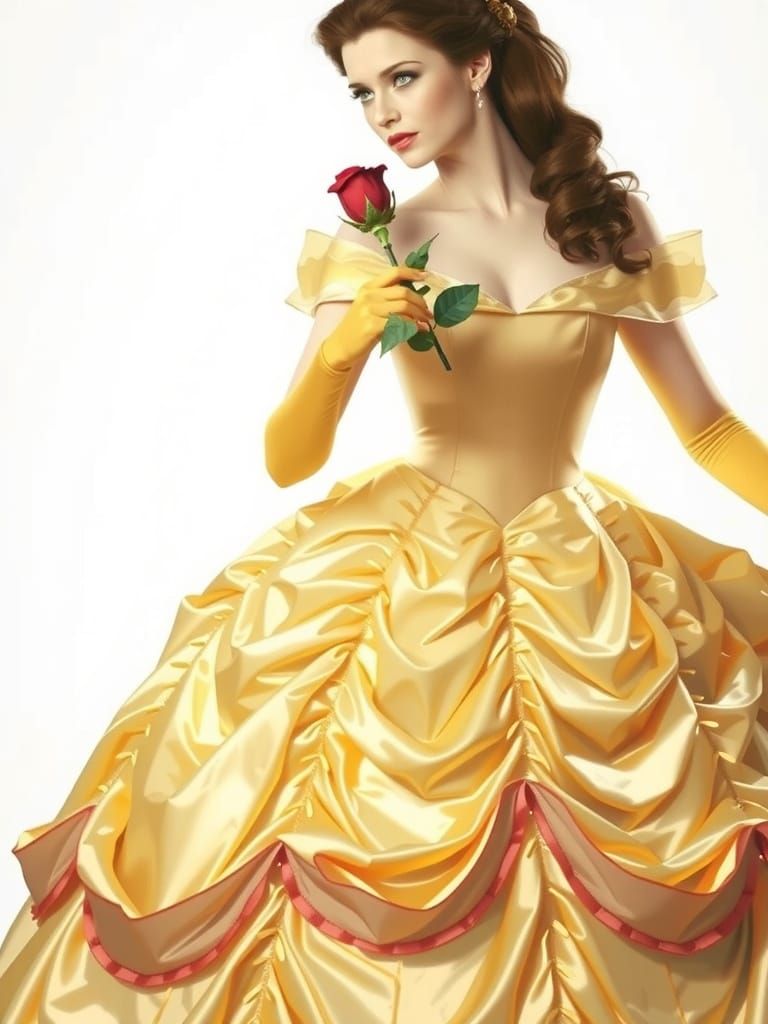 Belle in Grand Library with Cinematic Lighting