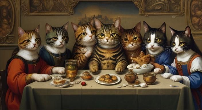 Cats Recreate The Last Supper in Renaissance Style
