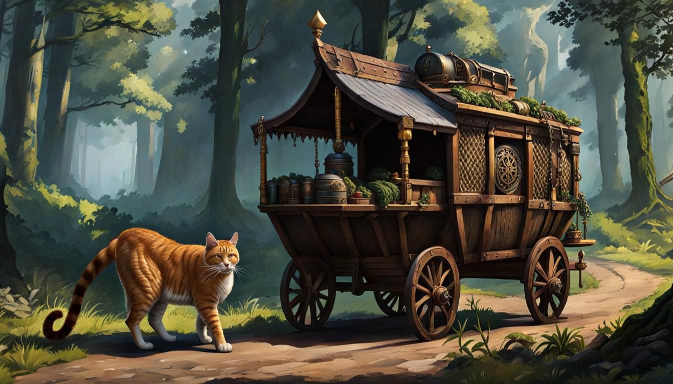 Epic Fantasy Adventurers on a Forest Road