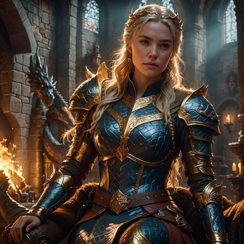 Astrid Hofferson on Throne in Viking Castle